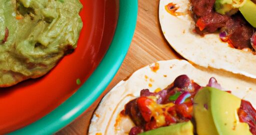 Pikantní kuřecí tacos s guacamole.
