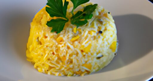 Kuřecí rizoto s houbami a sýrem.