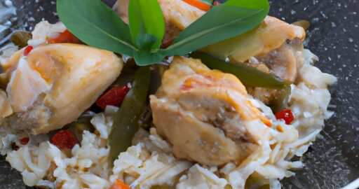 Kořeněné kuřecí kousky s rýží.