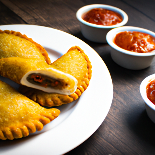 Empanadas de carne con salsa criolla.