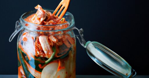 Kimchi, tradiční pikantní zeleninová fermentovaná příloha.