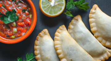 Kuřecí empanadas s pico de gallo.