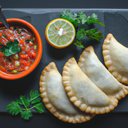 Kuřecí empanadas s pico de gallo.