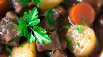 Hovězí Bourguignon se zeleninou.