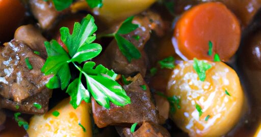 Hovězí Bourguignon se zeleninou.