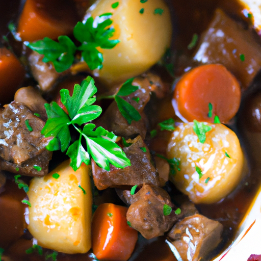 Hovězí Bourguignon se zeleninou.