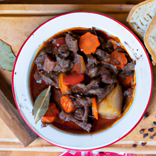 Boeuf Bourguignon s houbami a cibulí