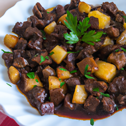Hovězí Bourguignon s hranolky
