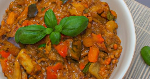 Kuřecí kořeněné ratatouille s rýží.