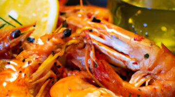 Koňakem zalité krevety se sýrem.