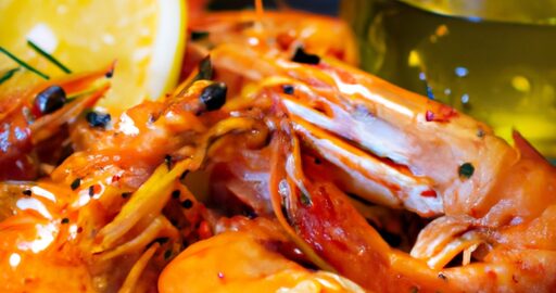 Koňakem zalité krevety se sýrem.