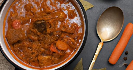 Guláš z hovězího masa.