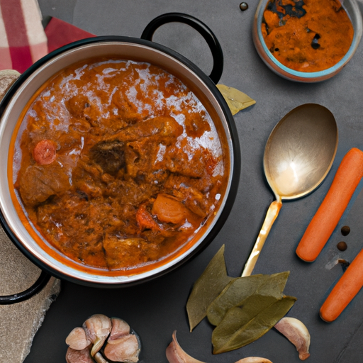 Guláš z hovězího masa.