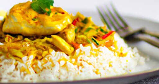 Jogurtový kuřecí curry rýže.
