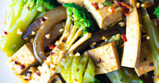 Brokolicová polévka s grilovaným tofu.