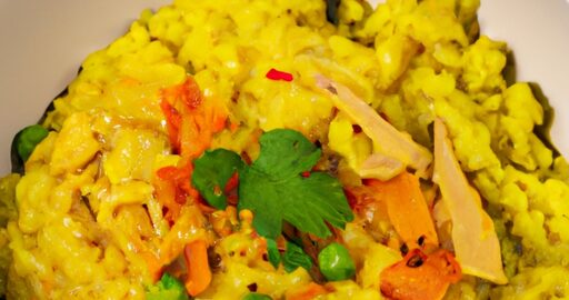 Kurkuma kuřecí maso s rýží.