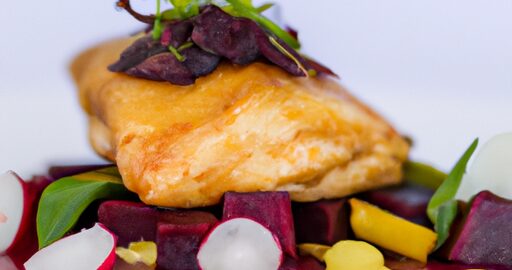 Kuřecí řízek s broskví a šunkou.