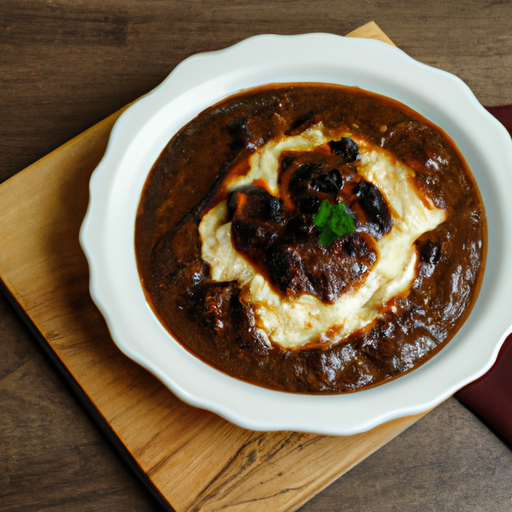 Hovězí Bourguignon s pudinkem.