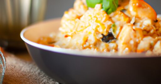 Risotto s houbami a kozím sýrem.