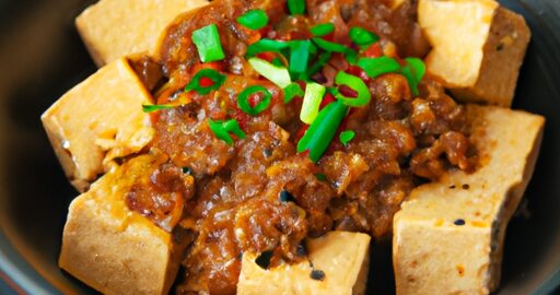 Kořeněný miso polévka s tofu.