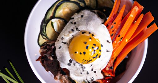 Bibimbap s korejským hovězím masem.