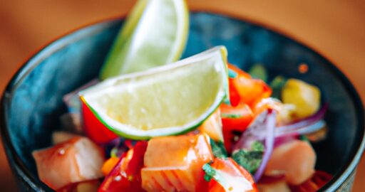 Ceviche s rybou a limetkou.