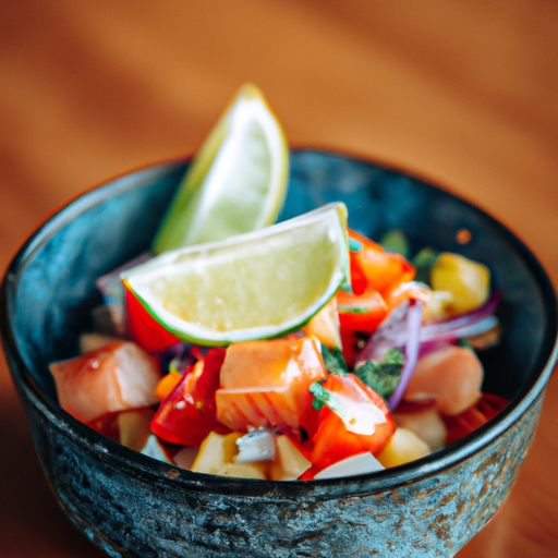 Ceviche s rybou a limetkou.