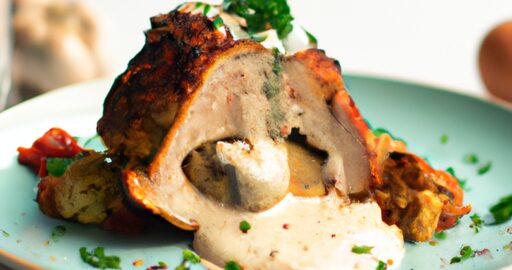 Kuřecí roláda s bramborovou kaší.