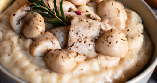 Jehněčí s humusem a piniovými oříšky.