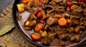 Hovězí bourguignonne s hříbky.