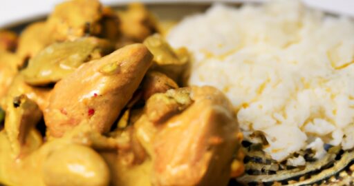 Kuřecí korma s rýží a luskem