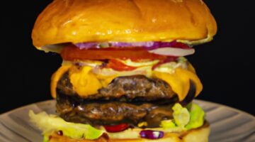 Hamburger s hranolky a šťouchaným bramborem