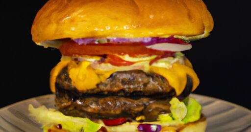 Hamburger s hranolky a šťouchaným bramborem