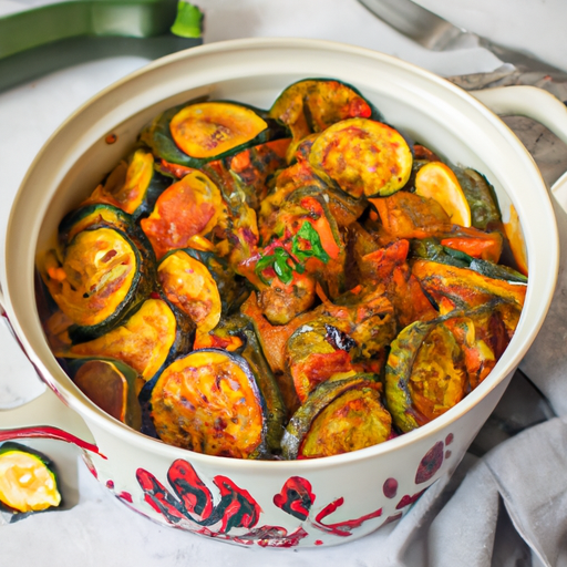 Ratatouille s jehněčím masem a česnekem.