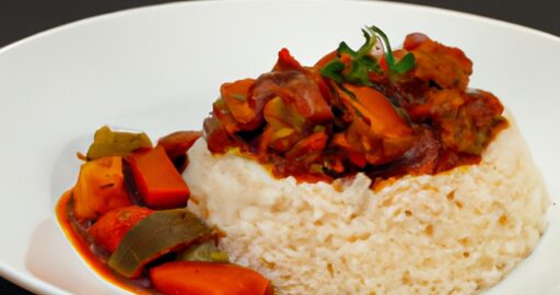 Máslový kuřecí kari s rýží.