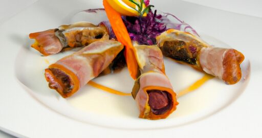 Kuřecí roláda s broskvemi a kozím sýrem