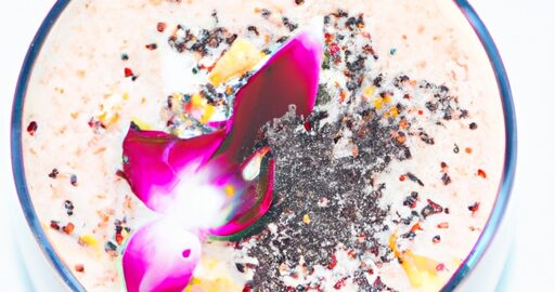 Broskvový koktejl s chia semínky.