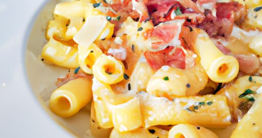 Pasta carbonara s pancettou a vaječným žloutkem.