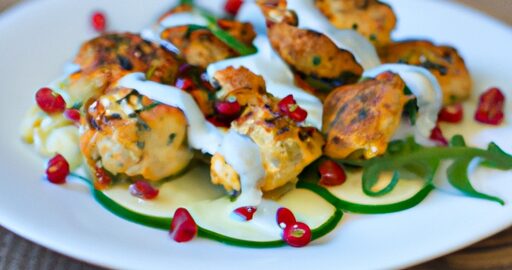 Kuřecí kofta s jogurtem a mandlemi.