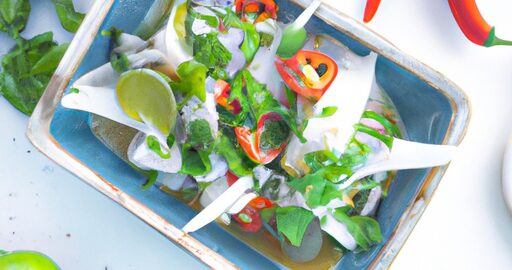 Ceviche s limetkou a koriandrem.