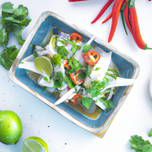 Ceviche s limetkou a koriandrem.