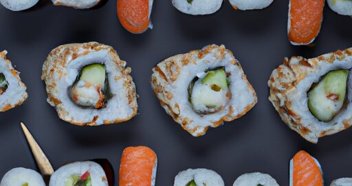 Sushi s rýží a lososem.