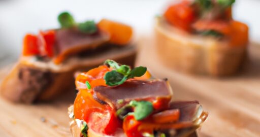 Italská rajčatová bruschetta s bazalkou.