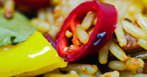 Veganský cizrna chilli s rýží.