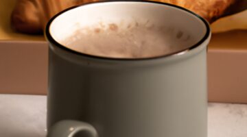 Doušek černé kávy s croissanty.