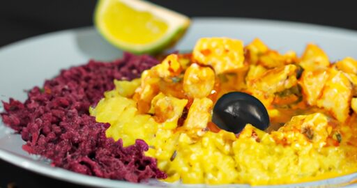 Rajčatový kuřecí kari s rýží.