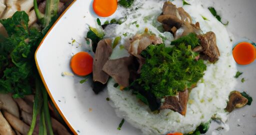 Hovězí s opečenou rýží a zeleninou