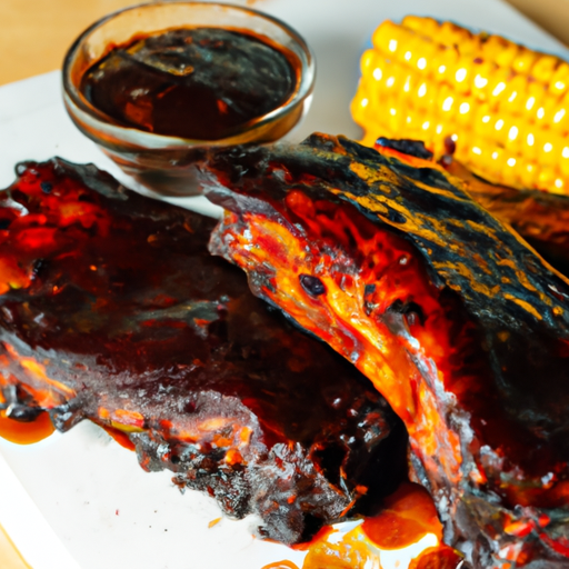 BBQ ribs s kukuřicí a fazolemi