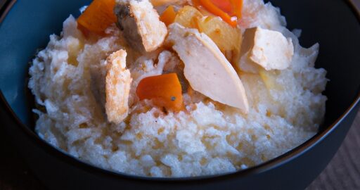 Kuřecí kokosový krém s rýží.