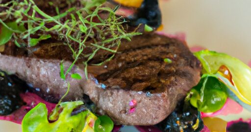 Grilovaný kuřecí steak s brusinkovou omáčkou.